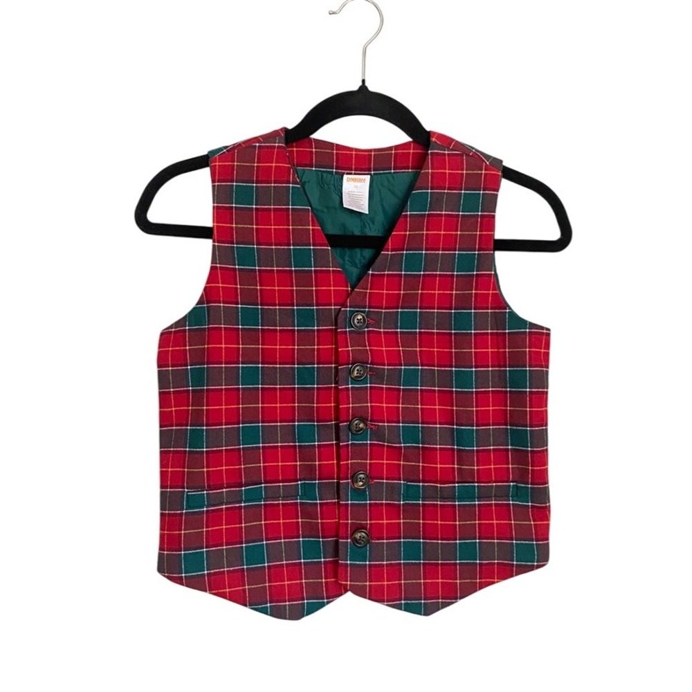 Gymboree Plaid Red Vest Boy's 10 Holiday Formal Glen Check‎ Christmas Fancy Soft